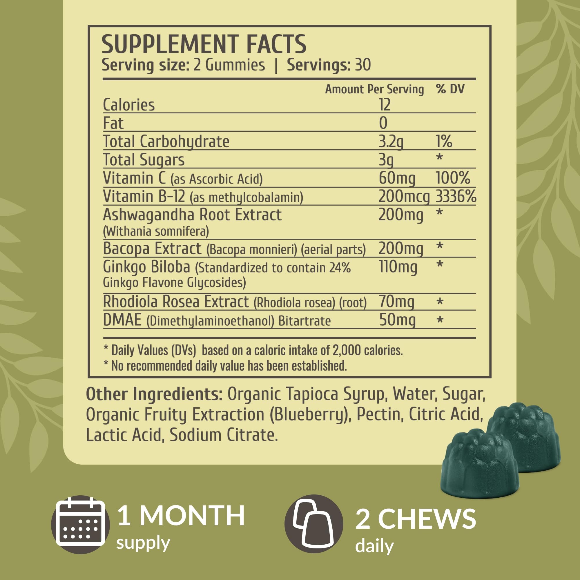 HERBAMAMA Brain Support bottle front view highlighting vegan formula