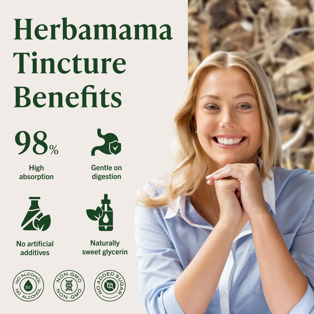 Label highlights 84-day supply for HERBAMAMA drops.