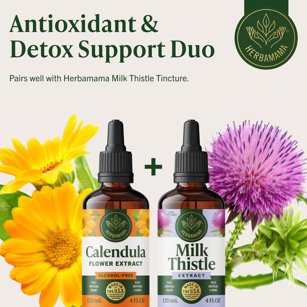 HERBAMAMA Calendula tincture is alcohol-free for sensitive users.