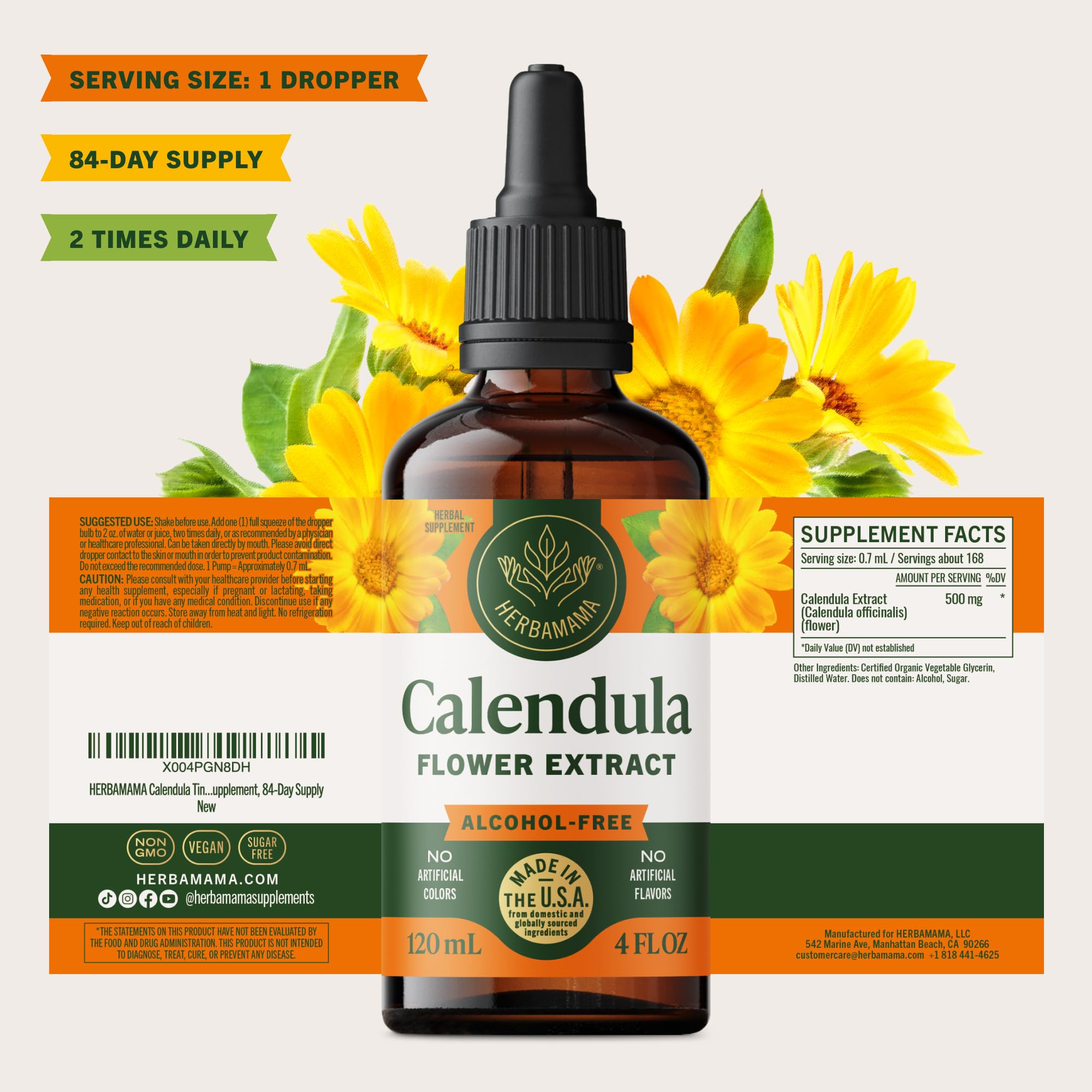 HERBAMAMA Calendula tincture shake before use for consistent dosing.