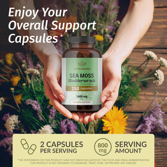 HERBAMAMA capsules closeup showing simple three-ingredient formula