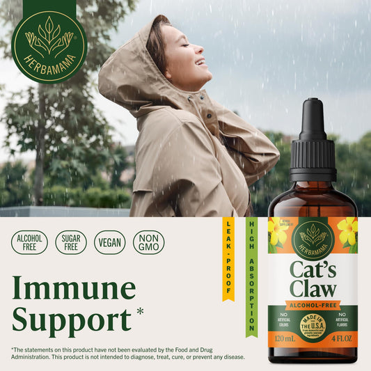 HERBAMAMA Cat's Claw tincture dropper ready for daily dosing.