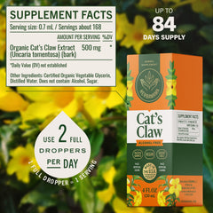 HERBAMAMA Cat's Claw tincture label closeup showing glycerin base.