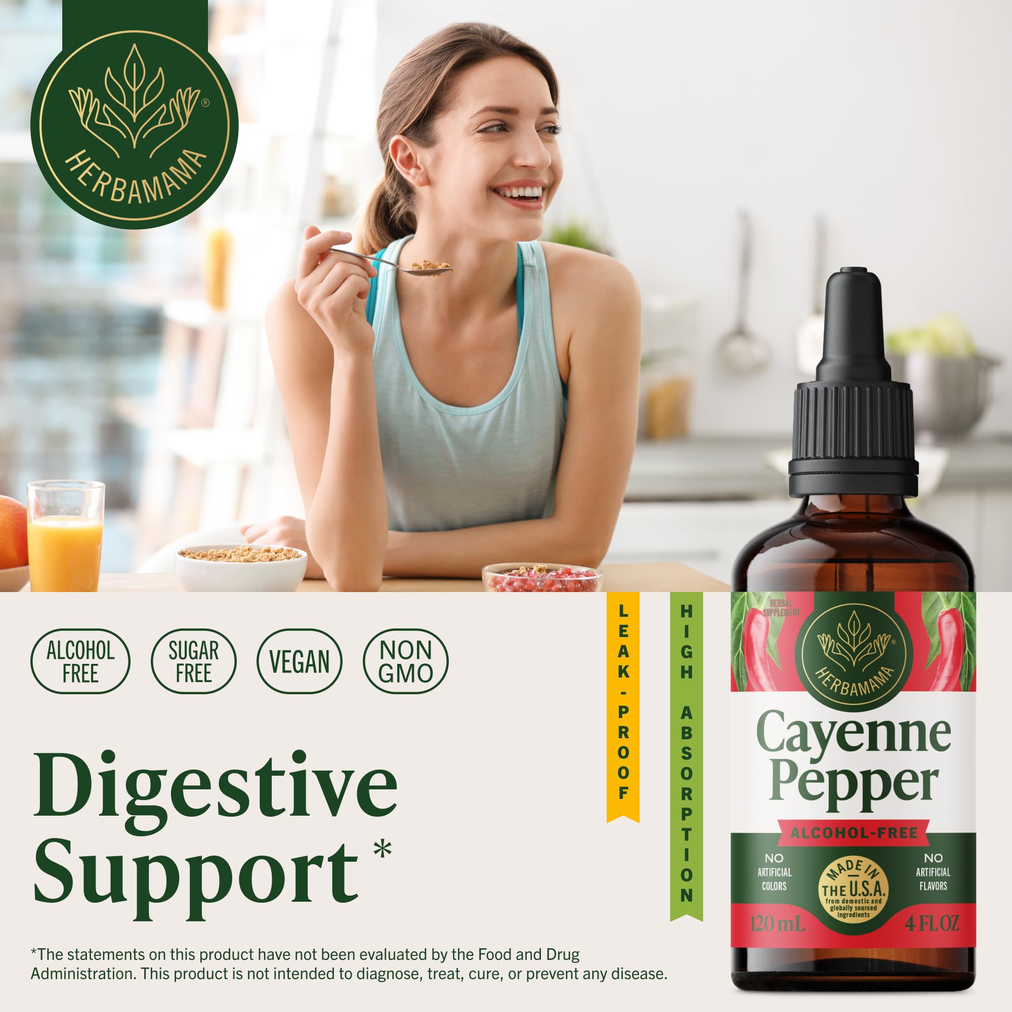 Herbamama Cayenne pipette delivering fast-absorption drops