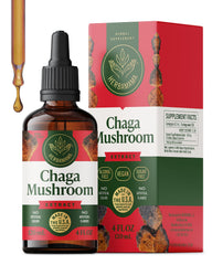 HERBAMAMA Chaga Tincture bottle shows vegan, alcohol-free formula for immune support