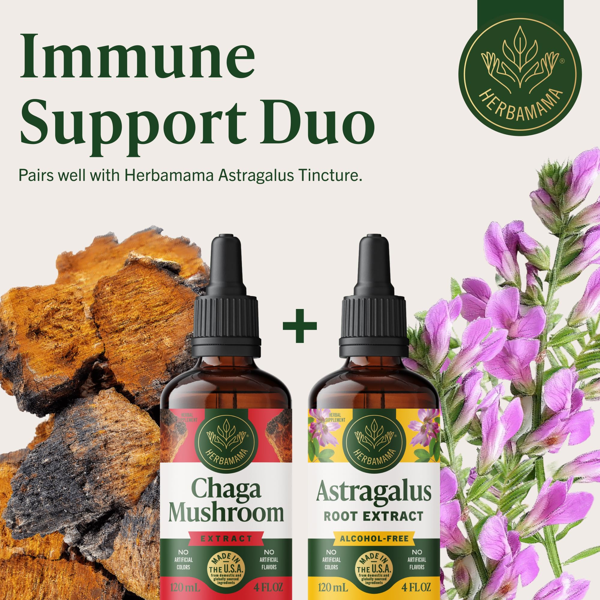 HERBAMAMA Chaga Tincture water or juice mix being prepared for daily use