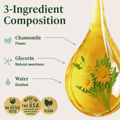 HERBAMAMA Chamomile tincture bottle with glass for convenient daily use and relaxation.
