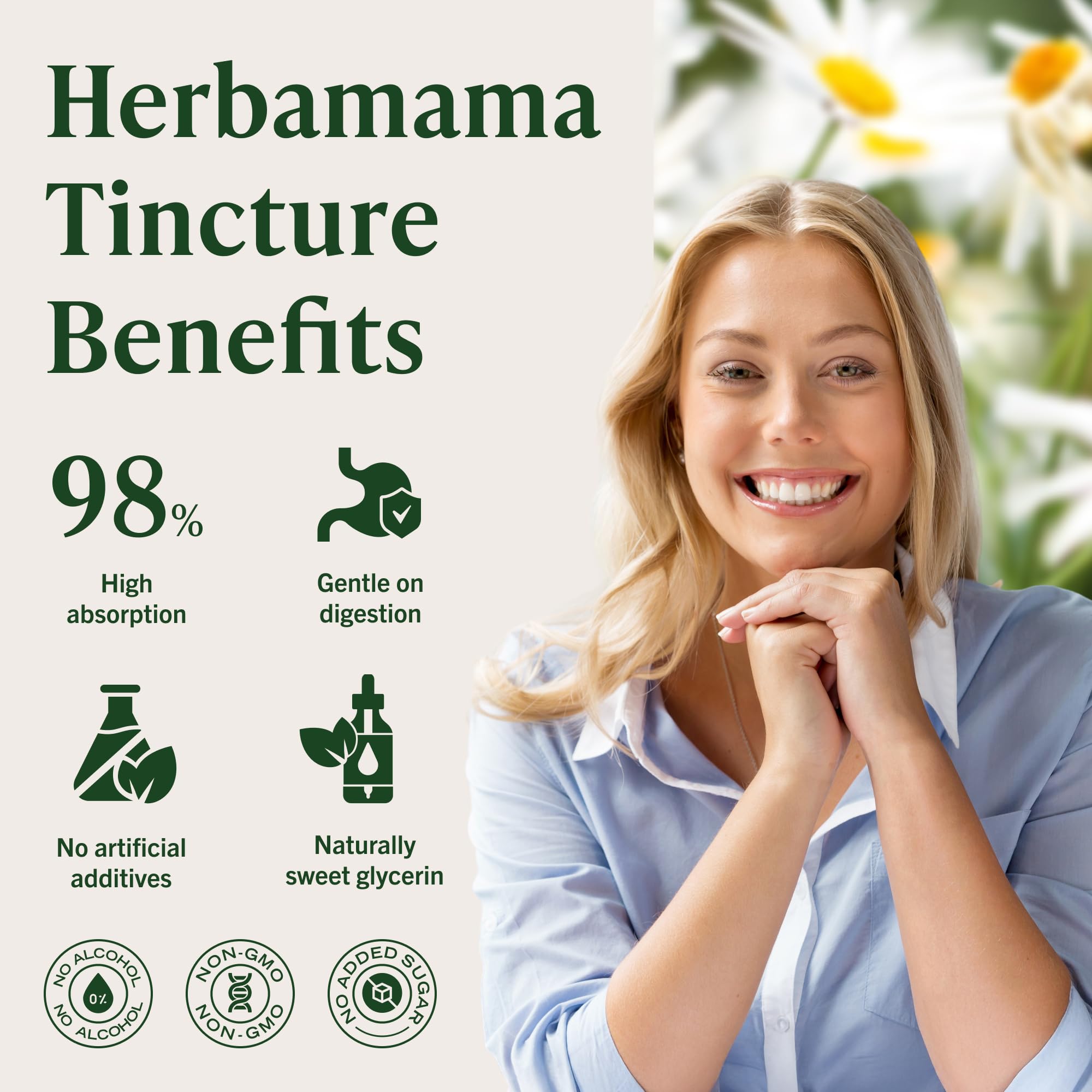 HERBAMAMA Chamomile tincture pour into water demonstrates quick routine integration.