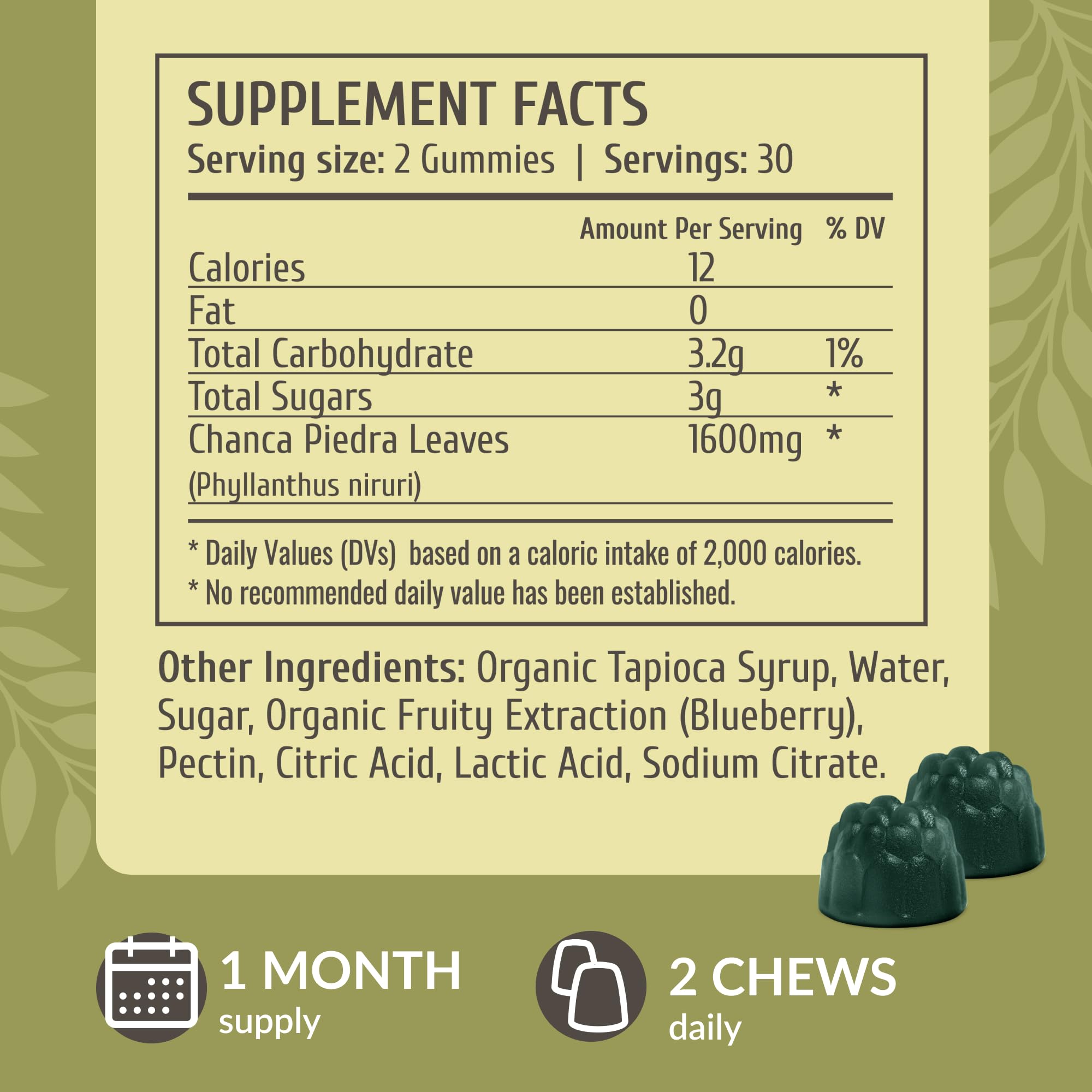 Blueberry-flavored HERBAMAMA Chanca Piedra gummies ideal for daily wellness.
