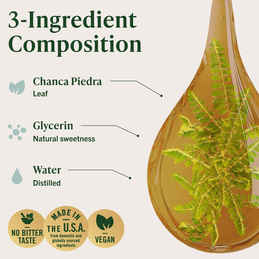 Herbamama Chanca Piedra liquid drops close-up for fast absorption.