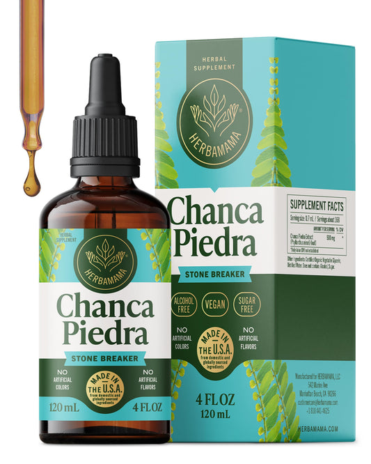 HERBAMAMA Chanca Piedra tincture bottle for kidney support and urinary care.