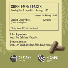 Close-up of Herbamama Chicory Root Fiber capsule label highlighting inulin source.