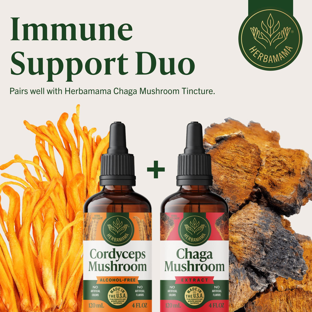 HERBAMAMA Cordyceps tincture base with glycerin and water.