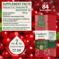 Herbamama Cranberry drops bottle shows simple three-ingredient formula.