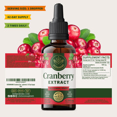 Glass of water with HERBAMAMA Cranberry Drops ready for daily use.