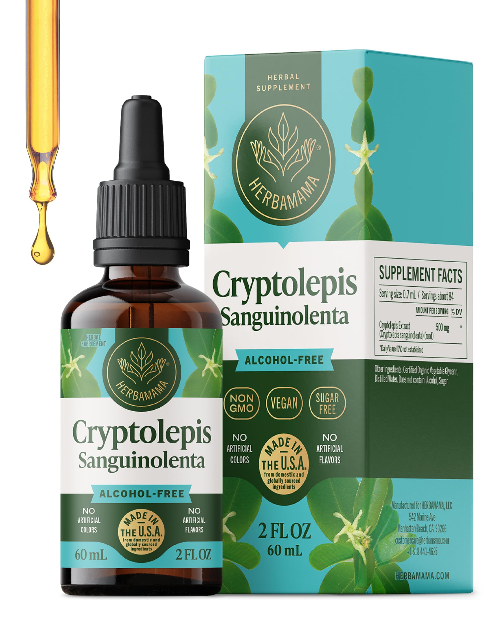 Herbamama Cryptolepis tincture bottle for daily immune support.