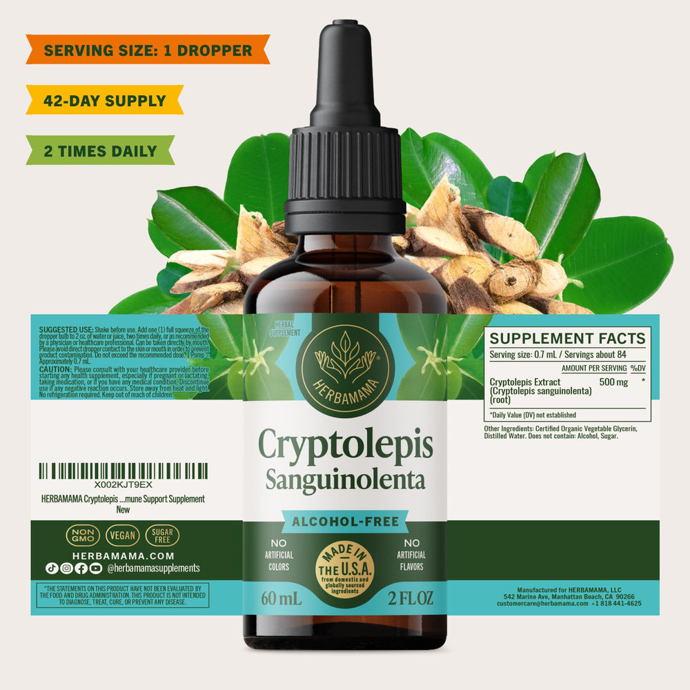 Tincture beside water to suggest sugar-free option.