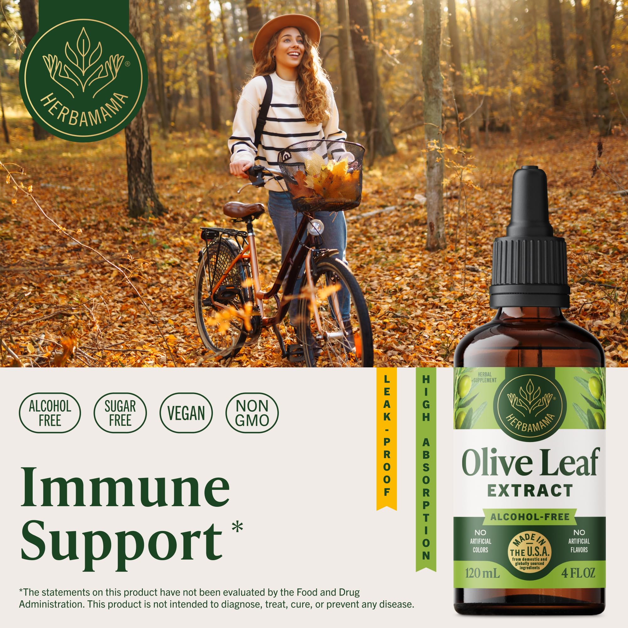 Herbamama olive leaf tincture dropper for precise dosing