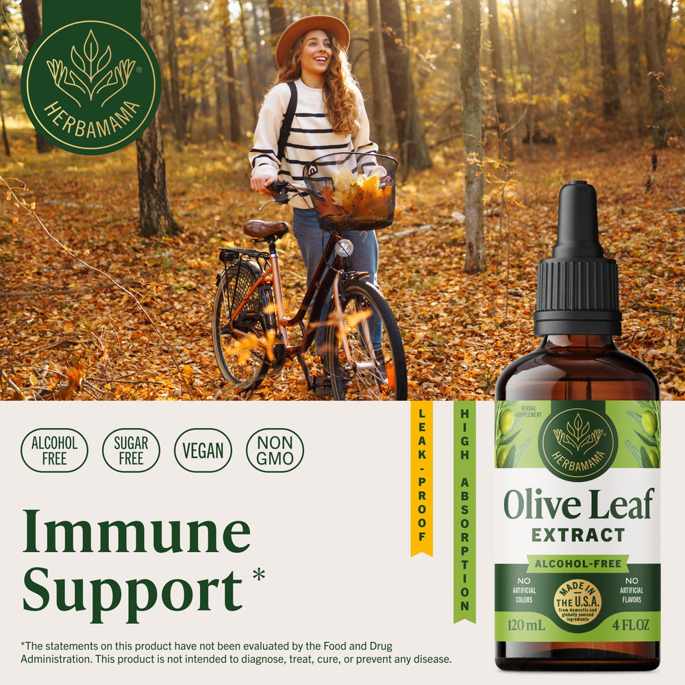 Herbamama olive leaf tincture dropper for precise dosing