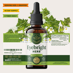 HERBAMAMA Eyebright bottle shown with alcohol- and sugar-free promise.