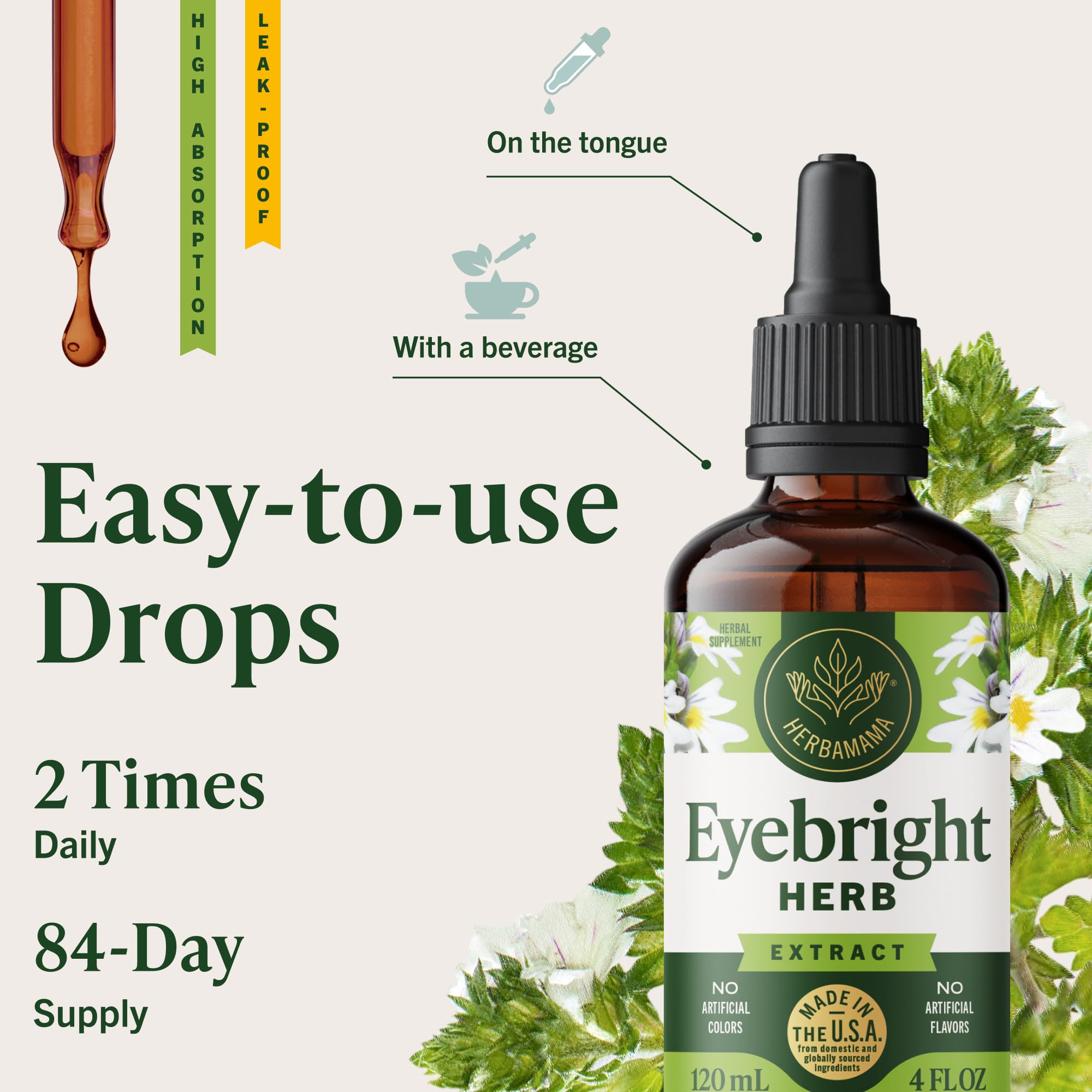 Tincture dropper dispensing into a glass of juice.