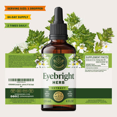 Ingredient focus on eyebright, glycerin, and water for internal use.