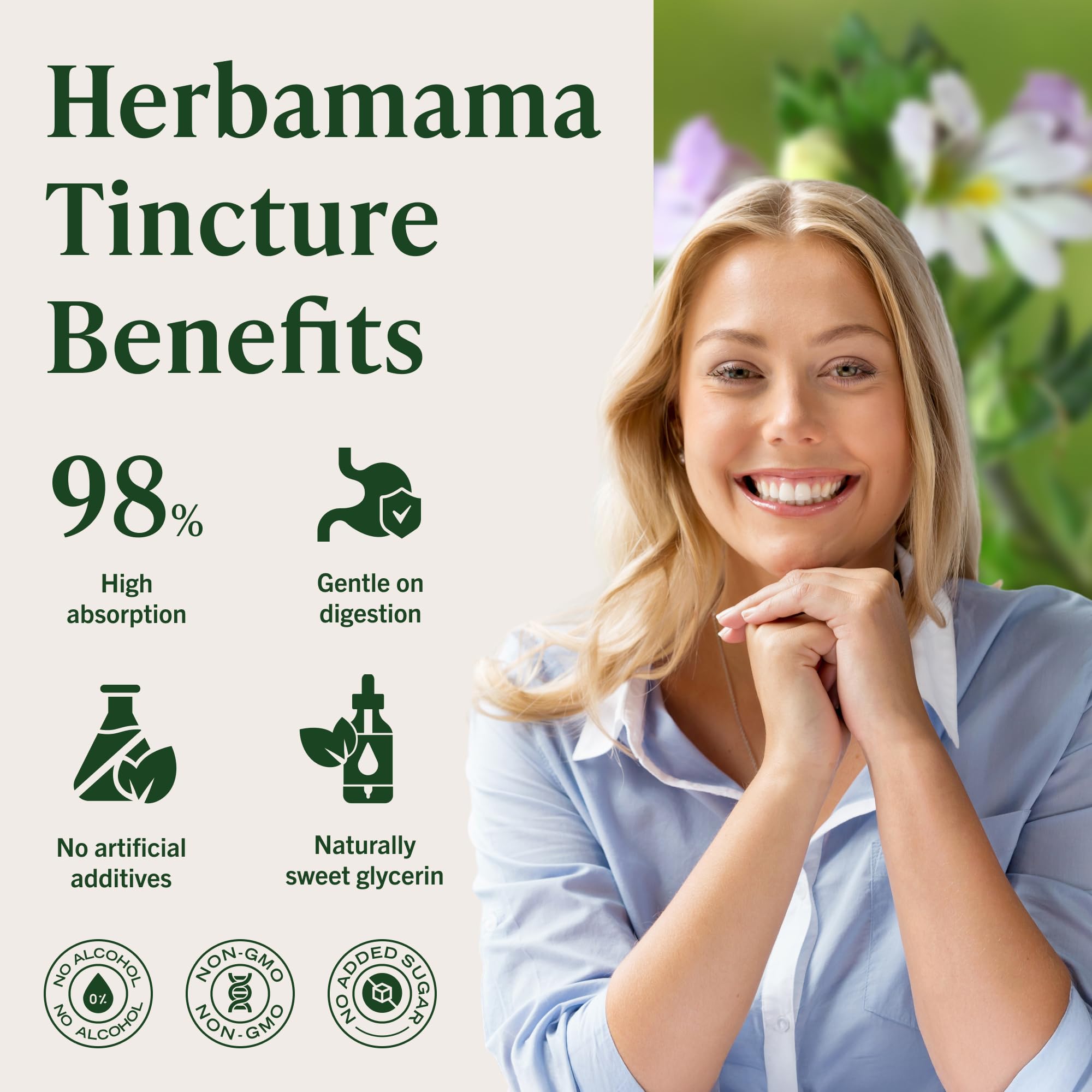Under-tongue application of HERBAMAMA Eyebright tincture for fast absorption.