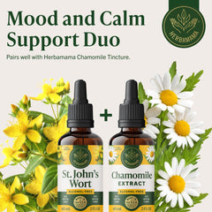 HERBAMAMA fast-absorption drops shown in use for quick calming effect.