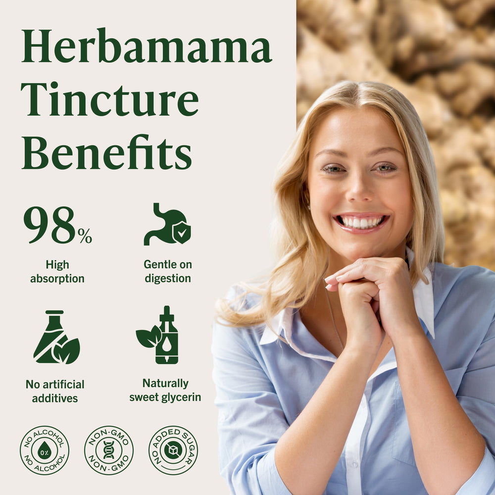 HERBAMAMA Ginger Drops fast absorption in minutes for convenient daily use.