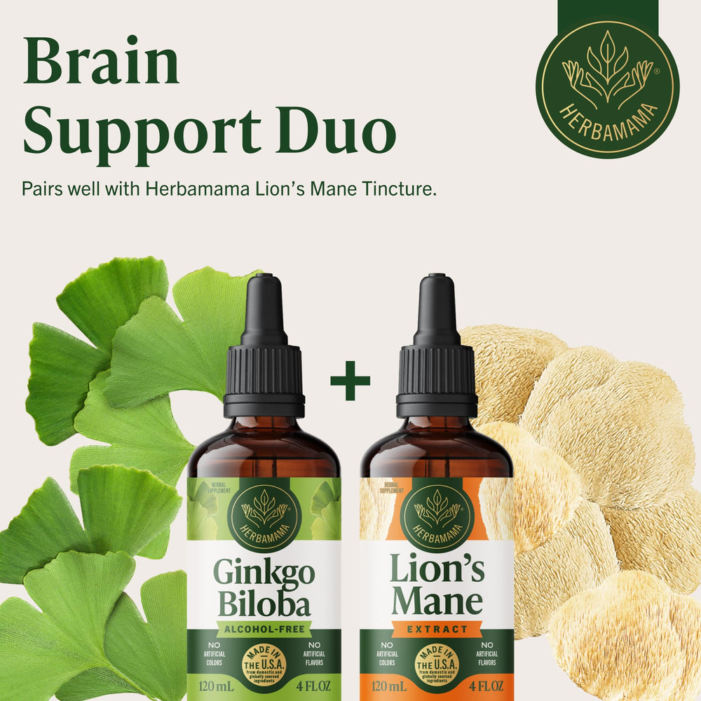 HERBAMAMA Ginkgo Biloba tincture on tongue with smooth taste