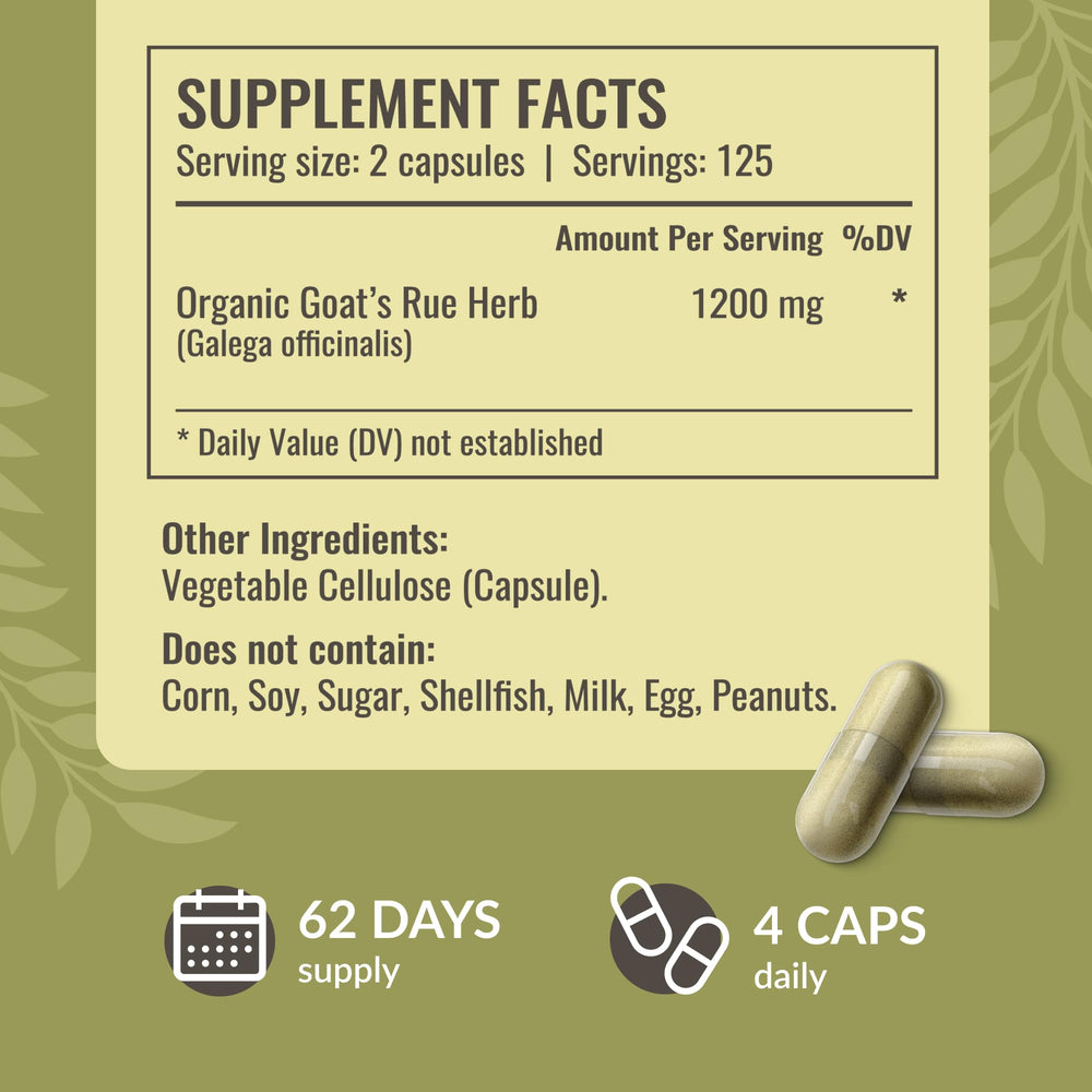 HERBAMAMA Goat's Rue Capsules vegetarian formula in capsules.