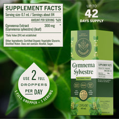 HERBAMAMA Gymnema Drops label highlights a clean, three-ingredient vegan blend.
