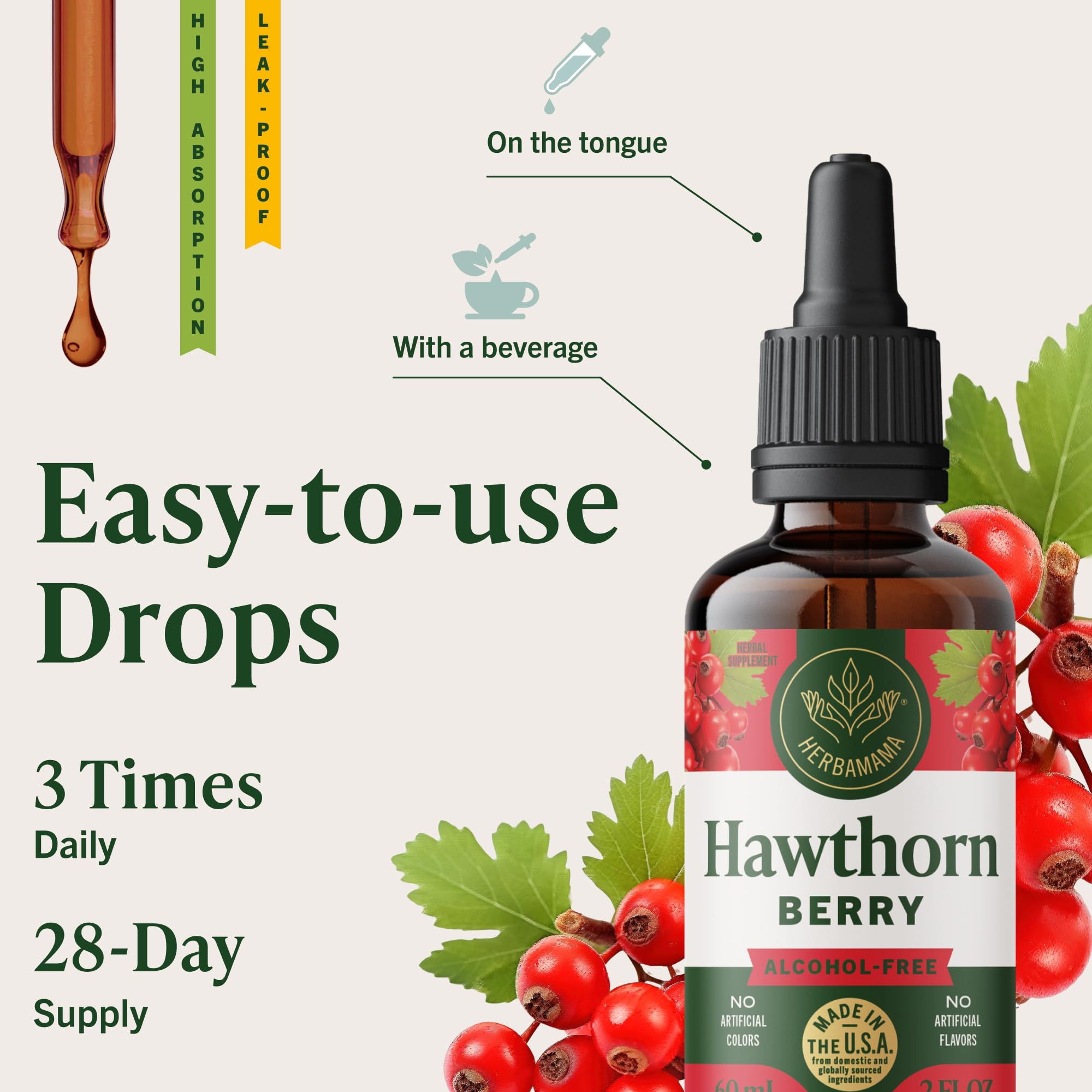 Vegan and non-GMO indicators with HERBAMAMA Hawthorn Drops