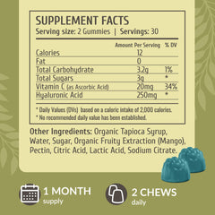HERBAMAMA Hyaluronic Acid Gummies mango flavor for daily hair and nails support.