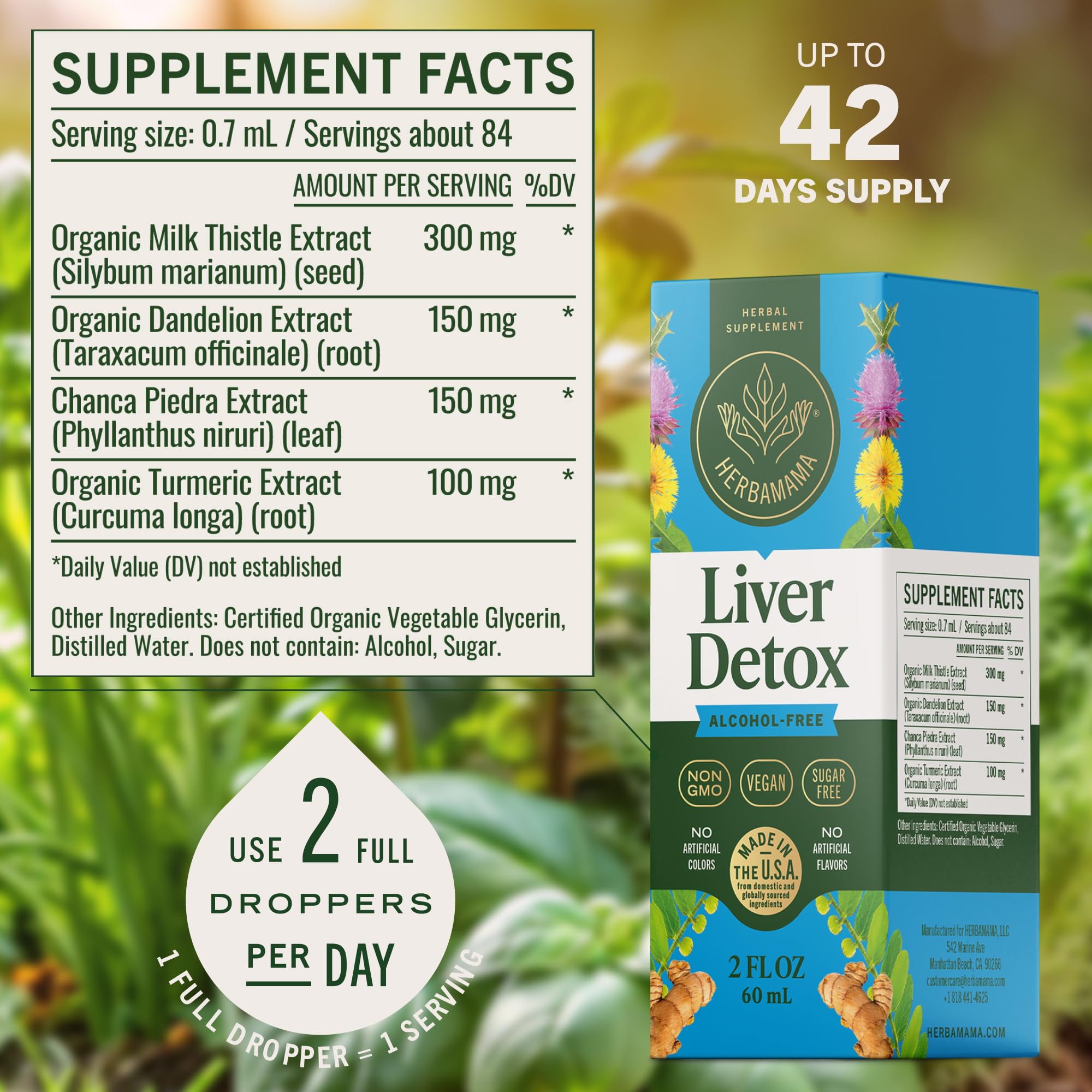 Ingredient highlight: dandelion, milk thistle, chanca piedra for a gentle herbal blend.