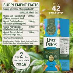 Ingredient highlight: dandelion, milk thistle, chanca piedra for a gentle herbal blend.