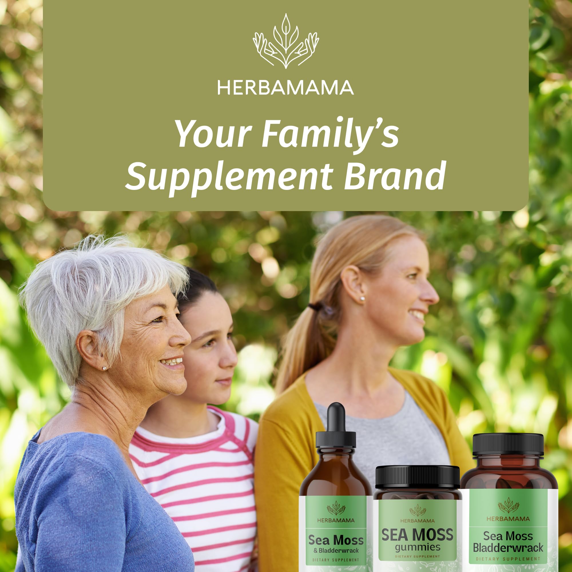 HERBAMAMA Irish Sea Moss Gummies vegan non-GMO formulation for plant-based diets.