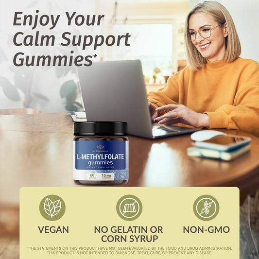 Herbamama L-Methylfolate gummies soft chew texture for easy ingestion.