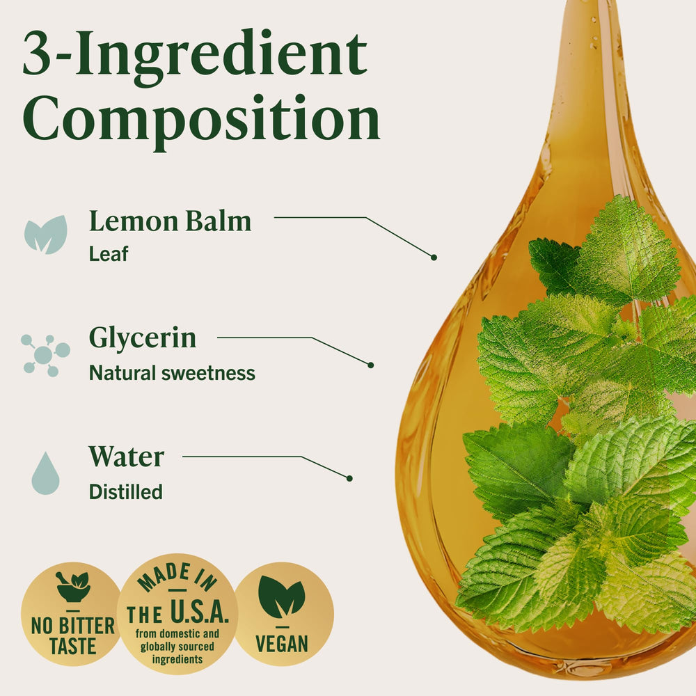 HERBAMAMA Lemon Balm tincture being added to water for easy dosing
