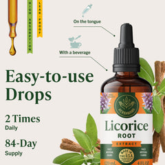 HERBAMAMA licorice root drops closeup emphasizes natural extract and non GMO promise