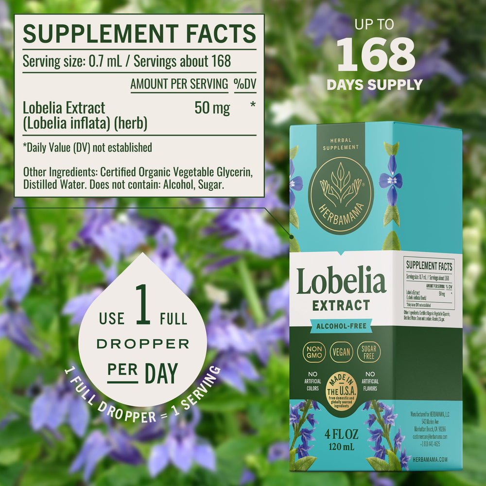 Lobelia tincture glycerin base in a vegan, non-GMO formula.