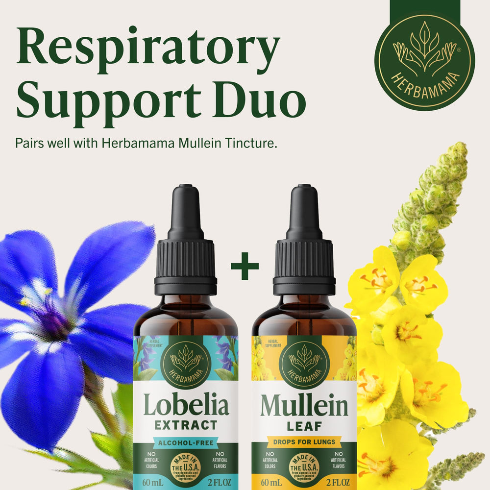 HERBAMAMA Lobelia tincture under-tongue-use setup for quick daily use.