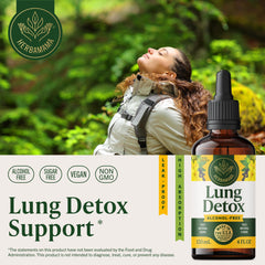 Dropper in use with HERBAMAMA Lung Cleanse Drops for dosing.