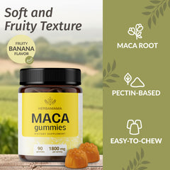 HERBAMAMA Maca Root Gummies banana flavor for pleasant taste
