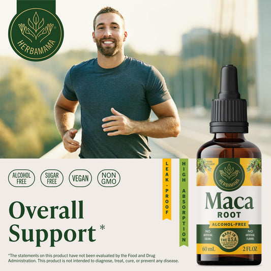Herbamama Maca drops dropper ready for precise everyday dosing.