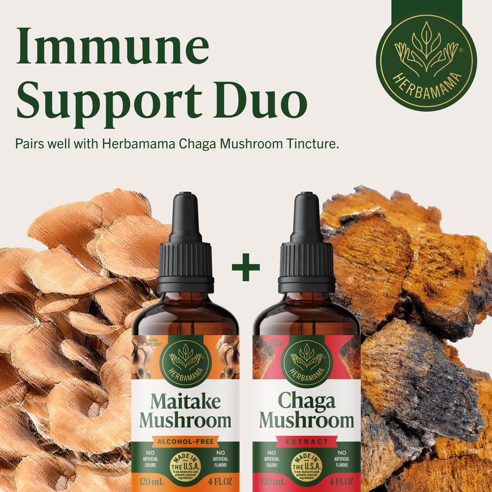 Maitake tincture bottle on kitchen shelf ready for daily routine.