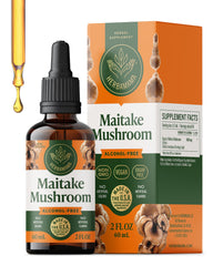 Herbamama Maitake tincture bottle promoting vegan immune support in a convenient liquid
