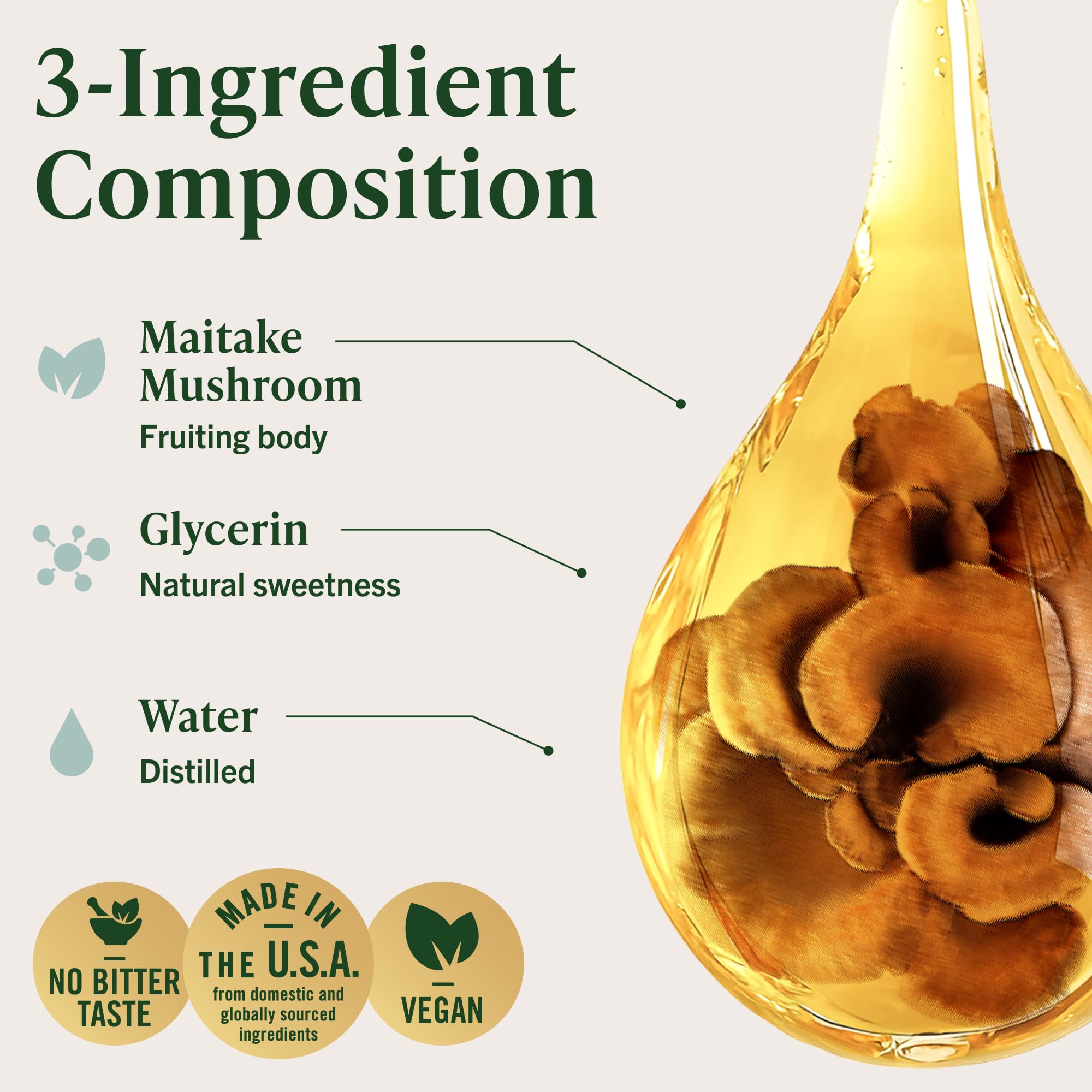 Herbamama Maitake tincture in water shows versatile mixing for flavor