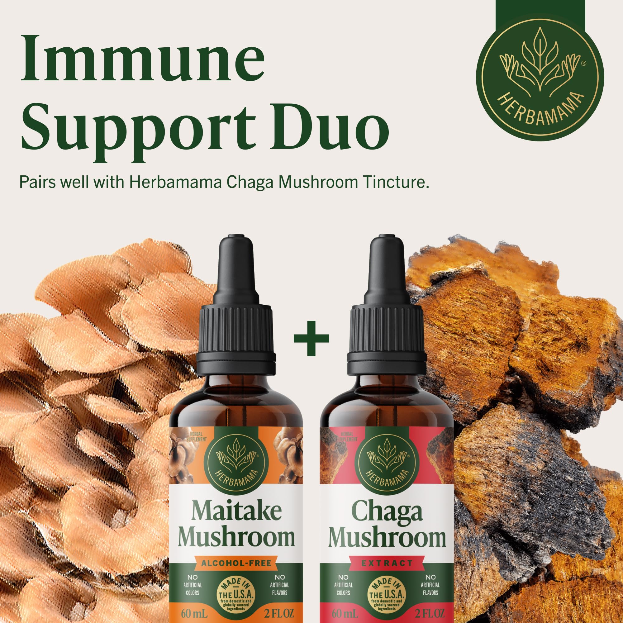 Herbamama Maitake tincture vegan, non-GMO, sugar-free, alcohol-free lifestyle support