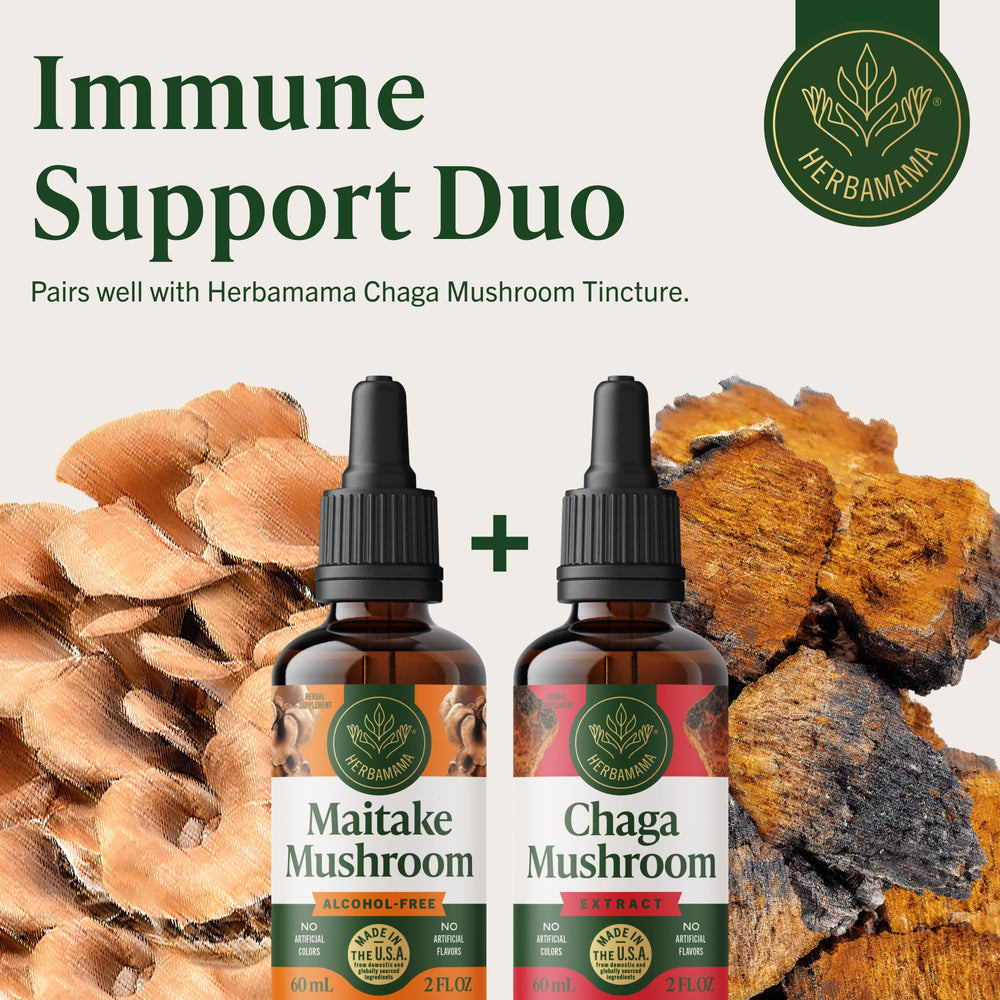 Herbamama Maitake tincture vegan, non-GMO, sugar-free, alcohol-free lifestyle support
